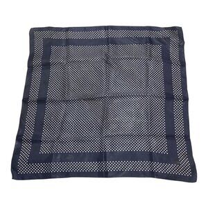 Vintage Glentex Navy Blue Polka Dot Scarf – 100% Acetate – Made in Japan - READ